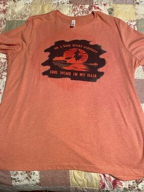 Bella Canvas Peach Tee with Black & Red Desert Highway Graphic Eagles XL